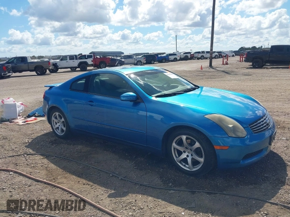 2003 Infiniti G35 w/Leather with VIN JNKCV54E03M218081, listed as a IAAI auction lot 40689499 with 87,064 mi miles and . Bid and sale history available at DreamBid. Image 1.