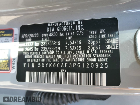 2023 Kia Sportage X-Line with VIN 5XYK6CAF3PG120925, listed as a Copart auction lot 44849405 with 29,515 mi miles and Non Repairable. Bid and sale history available at carsss.com. Image 13.