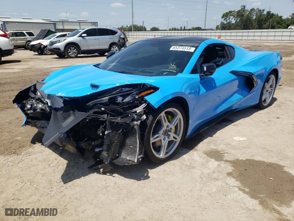 2021 Chevrolet Corvette 2LT with VIN 1G1YB2D41M5102091, listed as a Copart auction lot 67711383 with 7,503 mi miles. Bid and sale history available at carsss.com. Image 1.