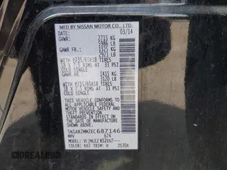 2014 Nissan Pathfinder Platinum with VIN 5N1AR2MM2EC687146, listed as a IAAI auction lot 42079494 with 84,809 mi miles and . Bid and sale history available at carsss.com. Image 9.