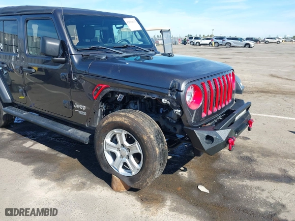 2018 Jeep Wrangler Unlimited Sport S with VIN 1C4HJXDG4JW149557, listed as a IAAI auction lot 42014833 with 54,472 mi miles. Bid and sale history available at carsss.com. Image 6.