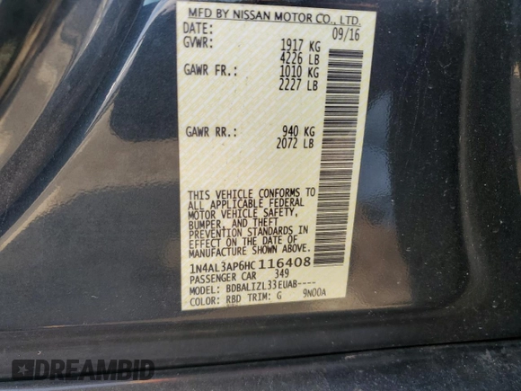 2017 Nissan Altima SV z VIN 1N4AL3AP6HC116408, wystawiony jako Copart lot #54932685 z przebiegiem 141 468 mil mil oraz Szkoda całkowita • Salvage title. Historia ofert i sprzedaży dostępna na DreamBid. Obrazek 12.