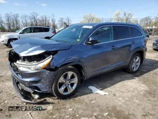 2015 Toyota Highlander Limited with VIN 5TDDKRFH2FS196056, listed as a Copart auction lot 51205095 with 87,846 mi miles and Salvage title. Bid and sale history available at DreamBid. Image 1.