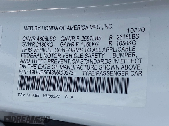 2021 Acura TLX Technology z VIN 19UUB5F48MA002731, wystawiony jako IAAI lot #41820962 z przebiegiem 30 747 mil mil oraz . Historia ofert i sprzedaży dostępna na DreamBid. Obrazek 9.