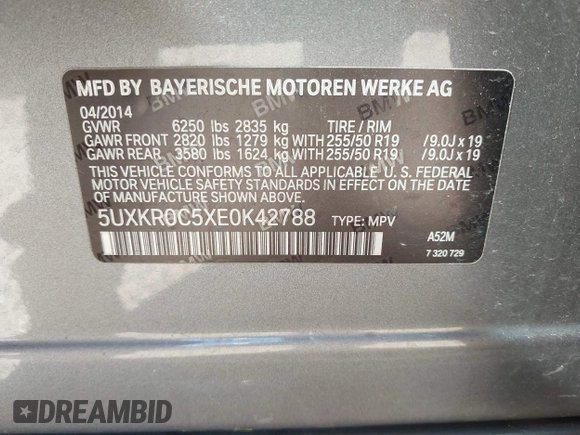 2014 BMW X5 xDrive35i z VIN 5UXKR0C5XE0K42788, wystawiony jako IAAI lot #42263399 z przebiegiem 138 644 mil mil oraz . Historia ofert i sprzedaży dostępna na DreamBid. Obrazek 9.