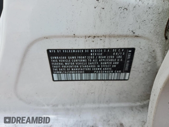 2013 Volkswagen Jetta SportWagen TDI w/Sunroof with VIN 3VWML7AJ3DM693803, listed as a Copart auction lot 88538555 with 109,298 mi miles and Salvage Title. Bid and sale history available at carsss.com. Image 12.