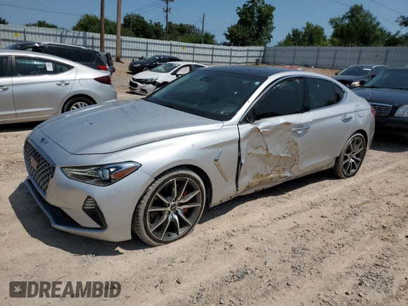 2019 Genesis G70 3.3T Advanced with VIN KMTG74LE1KU013927, listed as a Copart auction lot 63079074 with 49,580 mi miles and Salvage Title. Bid and sale history available at carsss.com. Image 1.