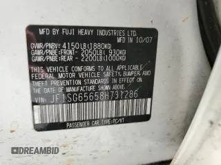 2008 Subaru Forester X с VIN JF1SG65658H731286, выставлен на аукционе Copart как лот 42414825 с пробегом 158 449 миль миль и Списание • Salvage title. История ставок и продаж доступна на DreamBid. Изображение 13.