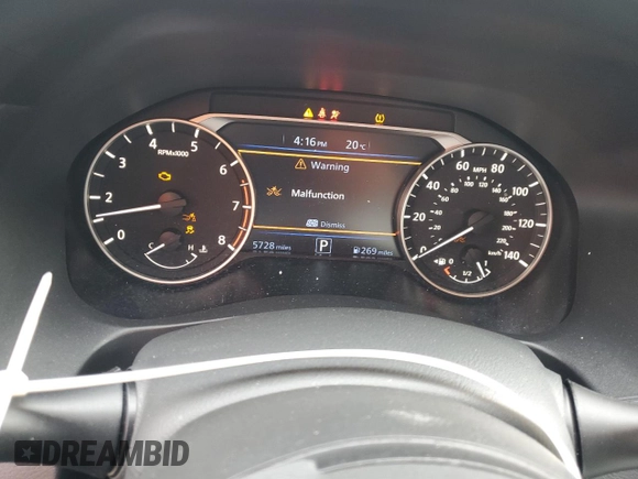 2025 Nissan Altima SV with VIN 1N4BL4DV1SN343988, listed as a Copart auction lot 53901555 with 5,728 mi miles and Salvage Title. Bid and sale history available at DreamBid. Image 9.