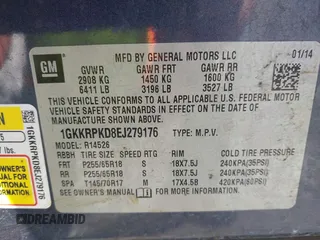 2014 GMC Acadia SLE with VIN 1GKKRPKD8EJ279176, listed as a IAAI auction lot 41832284 with 171,169 mi miles. Bid and sale history available at carsss.com. Image 9.