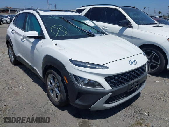 2023 Hyundai Kona SEL with VIN KM8K32AB3PU049347, listed as a IAAI auction lot 42002006 with 21,225 mi miles and . Bid and sale history available at DreamBid. Image 1.