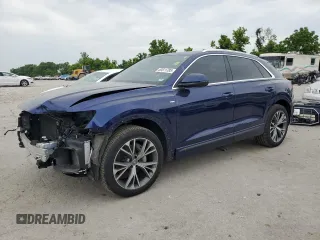 2021 Audi Q8 Premium Plus with VIN WA1EVAF15MD002610, listed as a Copart auction lot 60511785 with 63,336 mi miles and Salvage title. Bid and sale history available at DreamBid. Image 1.