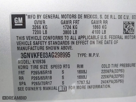 2010 Chevrolet Avalanche LT with VIN 3GNVKFE03AG298995, listed as a IAAI auction lot 40968285 with 125,197 mi miles. Bid and sale history available at carsss.com. Image 9.