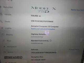 2016 Tesla Model X 70D z VIN 5YJXCBE27GF018468, wystawiony jako Copart lot #78384424 z przebiegiem 108 856 mil mil oraz Nie do naprawy • Non repairable. Historia ofert i sprzedaży dostępna na DreamBid. Obrazek 9.