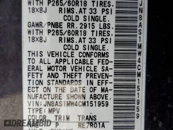 2012 Infiniti FX35 with VIN JN8AS1MW4CM151959, listed as a Copart auction lot 77681374 with 132,143 mi miles and Salvage Title. Bid and sale history available at carsss.com. Image 12.