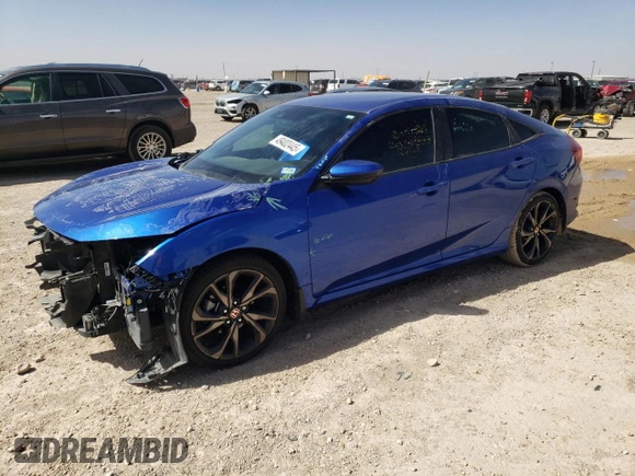 2019 Honda Civic Sedan Sport with VIN 19XFC2F89KE013799, listed as a Copart auction lot 49402445 with 130,617 mi miles and Salvage Title. Bid and sale history available at carsss.com. Image 1.