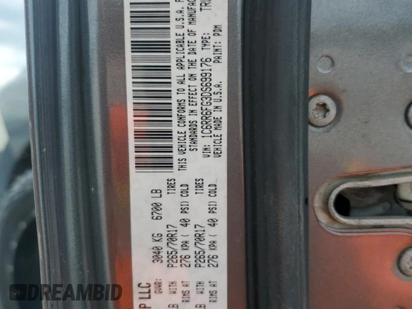2013 Ram 1500 Tradesman with VIN 1C6RR6FG3DS699176, listed as a Copart auction lot 61736025 with 181,703 mi miles and Salvage title. Bid and sale history available at DreamBid. Image 12.