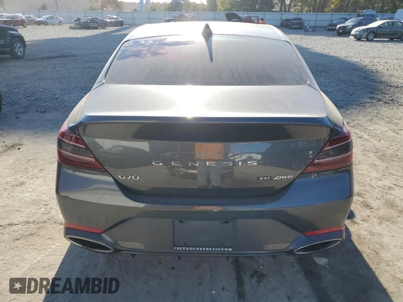 2023 Genesis G70 3.3T with VIN KMTG54TE5PU117687, listed as a Copart auction lot 76373174 with 41,892 mi miles and Salvage Title. Bid and sale history available at carsss.com. Image 6.