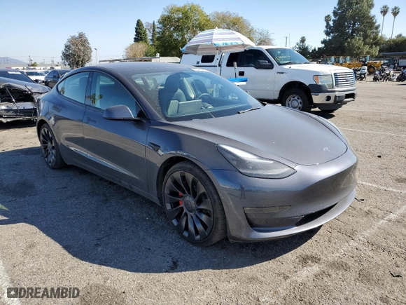 2022 Tesla Model 3 Performance with VIN 5YJ3E1EC6NF231565, listed as a Copart auction lot 46469295 with 13,474 mi miles and Salvage Title. Bid and sale history available at carsss.com. Image 4.