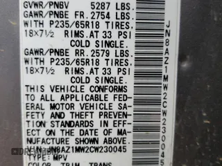 2012 Nissan Murano SL with VIN JN8AZ1MW2CW230045, listed as a Copart auction lot 68857194 with 160,829 mi miles and Salvage Title. Bid and sale history available at carsss.com. Image 16.