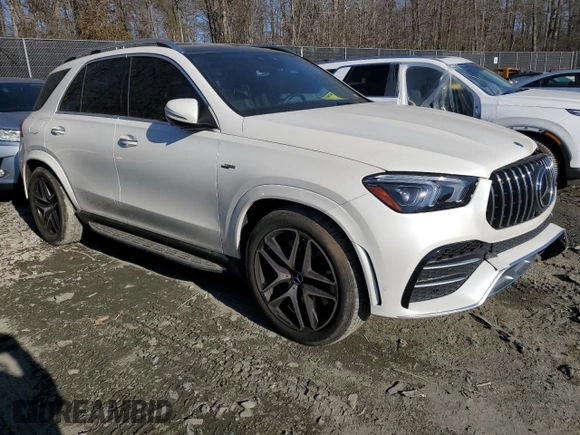 2021 Mercedes-Benz GLE 53 AMG with VIN 4JGFB6BE3MA502996, listed as a Copart auction lot 46357925 with Not provided miles and Salvage title. Bid and sale history available at DreamBid. Image 4.