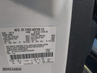 2014 Ford F-150 XL with VIN 1FTEX1CM9EFD03286, listed as a IAAI auction lot 41798654 with 153,525 mi miles. Bid and sale history available at carsss.com. Image 9.