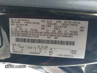 2018 Lincoln MKC Reserve with VIN 5LMTJ3DH5JUL31574, listed as a IAAI auction lot 41789286 with 109,504 mi miles and . Bid and sale history available at DreamBid. Image 9.