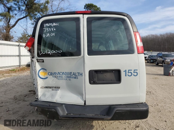 2016 Chevrolet Express Cargo Van with VIN 1GCWGBFF2G1144523, listed as a Copart auction lot 84763734 with 74,102 mi miles and Salvage Title. Bid and sale history available at carsss.com. Image 6.