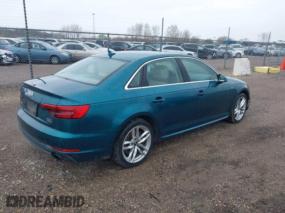 2017 Audi A4 with VIN WAUENBF41HA063494, listed as a IAAI auction lot 41965803 with 61,926 mi miles and . Bid and sale history available at DreamBid. Image 4.
