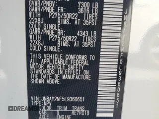 2020 Nissan Armada Platinum with VIN JN8AY2NF5L9360651, listed as a Copart auction lot 80011224 with 28,093 mi miles and Salvage Title. Bid and sale history available at carsss.com. Image 13.