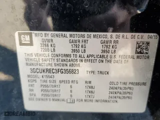 2015 Chevrolet Silverado 1500 LT with VIN 3GCUKREC3FG356823, listed as a Copart auction lot 73223684 with 148,139 mi miles and Salvage Title. Bid and sale history available at carsss.com. Image 14.