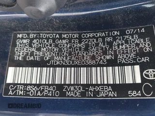 2014 Toyota Prius Four z VIN JTDKN3DUXE0388743, wystawiony jako IAAI lot #42354589 z przebiegiem 192 723 mil mil oraz . Historia ofert i sprzedaży dostępna na DreamBid. Obrazek 9.