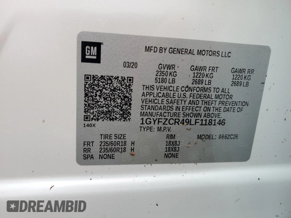 2020 Cadillac XT4 FWD Premium Luxury z VIN 1GYFZCR49LF118146, wystawiony jako Copart lot #82495614 z przebiegiem Nie podano mil oraz Nie do naprawy • Non repairable. Historia ofert i sprzedaży dostępna na DreamBid. Obrazek 13.