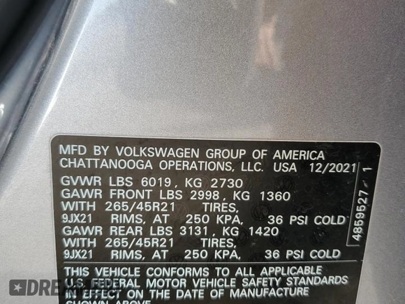 2022 Volkswagen Atlas SEL Premium R-Line с VIN 1V2FR2CA1NC517537, выставлен на аукционе Copart как лот 49682925 с пробегом 34 391 миль миль и Списание • Salvage title. История ставок и продаж доступна на DreamBid. Изображение 13.
