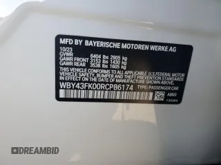 2024 BMW i5 M60 with VIN WBY43FK00RCP86174, listed as a Copart auction lot 45522685 with 7,392 mi miles and Salvage title. Bid and sale history available at DreamBid. Image 13.