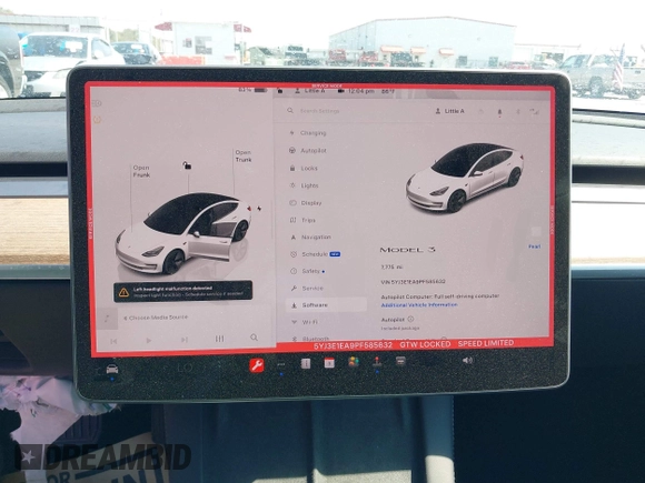 2023 Tesla Model 3 with VIN 5YJ3E1EA9PF585632, listed as a IAAI auction lot 40520993 with 7,775 mi miles and . Bid and sale history available at DreamBid. Image 19.