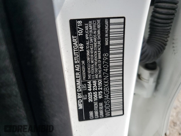 2019 Mercedes-Benz CLA 250 with VIN WDDSJ4GBXKN740798, listed as a Copart auction lot 59874665 with 60,164 mi miles and Salvage title. Bid and sale history available at DreamBid. Image 12.