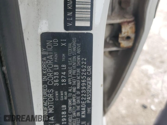 2009 Kia Rio LX with VIN KNADE223996526222, listed as a Copart auction lot 69976484 with 318,702 mi miles and Salvage Title. Bid and sale history available at DreamBid. Image 12.