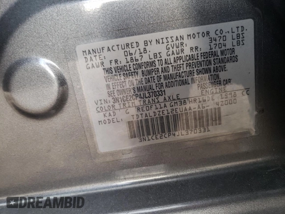 2018 Nissan Note SV with VIN 3N1CE2CP4JL370331, listed as a Copart auction lot 80635714 with 99,632 mi miles and Non Repairable. Bid and sale history available at DreamBid. Image 15.