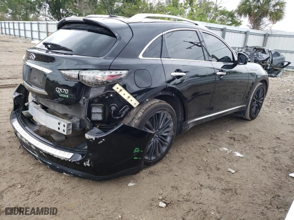2017 Infiniti QX70 with VIN JN8CS1MU1HM143736, listed as a Copart auction lot 54896834 with 126,983 mi miles and Salvage Title. Bid and sale history available at carsss.com. Image 3.