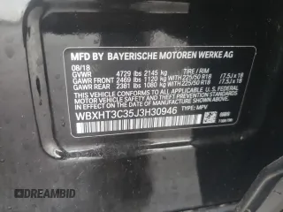2018 BMW X1 xDrive28i with VIN WBXHT3C35J3H30946, listed as a Copart auction lot 55927505 with 69,626 mi miles and Salvage title. Bid and sale history available at DreamBid. Image 12.