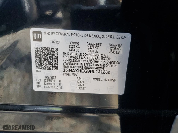 2024 Chevrolet Equinox LS with VIN 3GNAXHEG9RL131262, listed as a Copart auction lot 52107575 with 16,721 mi miles and Non Repairable. Bid and sale history available at carsss.com. Image 14.