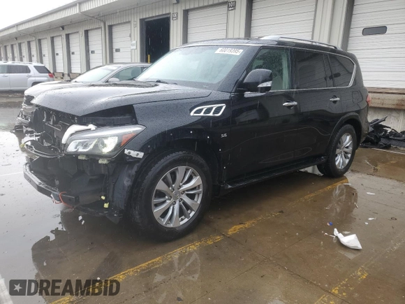 2017 Infiniti QX80 with VIN JN8AZ2NF7H9642908, listed as a Copart auction lot 60019395 with 154,923 mi miles and Salvage title. Bid and sale history available at DreamBid. Image 1.