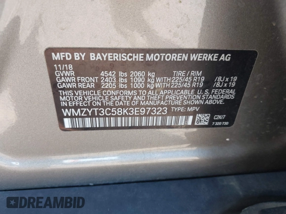 2019 MINI Countryman Cooper S with VIN WMZYT3C58K3E97323, listed as a IAAI auction lot 41490191 with 48,966 mi miles and . Bid and sale history available at DreamBid. Image 9.