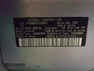 2019 Subaru Legacy with VIN 4S3BNAB67K3038361, listed as a Copart auction lot 49983373 with 51,215 mi miles. Bid and sale history available at carsss.com. Image 12.