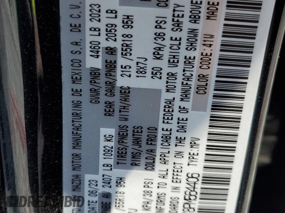 2023 Mazda CX-30 Premium with VIN 3MVDMBDY8PM564406, listed as a Copart auction lot 57908065 with Not provided miles and Salvage title. Bid and sale history available at DreamBid. Image 12.