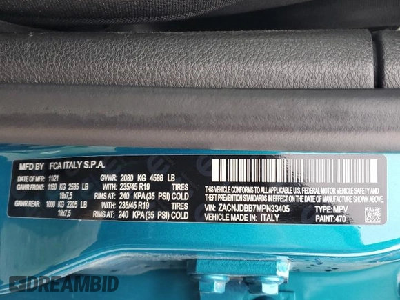 2021 Jeep Renegade Latitude с VIN ZACNJDBB7MPN33405, выставлен на аукционе Copart как лот 53701015 с пробегом 57 737 миль миль и Списание • Salvage title. История ставок и продаж доступна на DreamBid. Изображение 12.