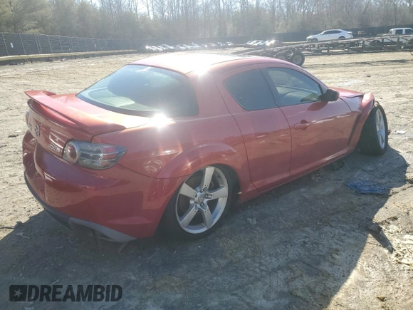 2004 Mazda RX-8 with VIN JM1FE173640127536, listed as a Copart auction lot 45384075 with 107,394 mi miles and Salvage Title. Bid and sale history available at carsss.com. Image 3.