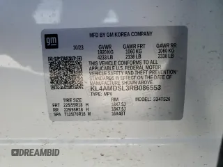 2024 Buick Encore GX Sport Touring with VIN KL4AMDSL3RB086553, listed as a Copart auction lot 47048905 with 20,831 mi miles and Salvage title. Bid and sale history available at DreamBid. Image 12.