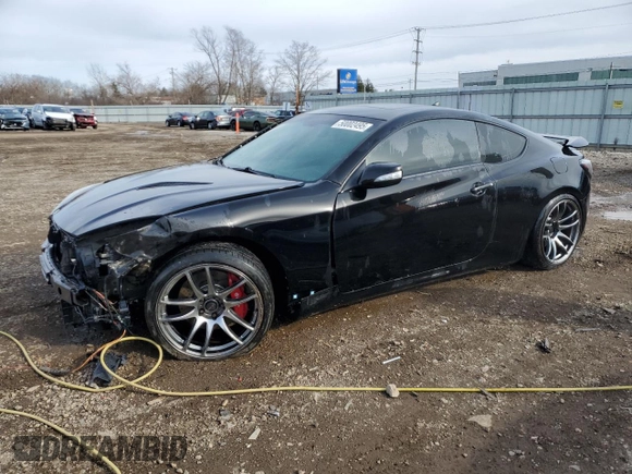 2013 Hyundai Genesis Coupe Track z VIN KMHHU6KJ4DU089727, wystawiony jako Copart lot #50002495 z przebiegiem 99 869 mil mil oraz Szkoda całkowita • Salvage title. Historia ofert i sprzedaży dostępna na DreamBid. Obrazek 1.